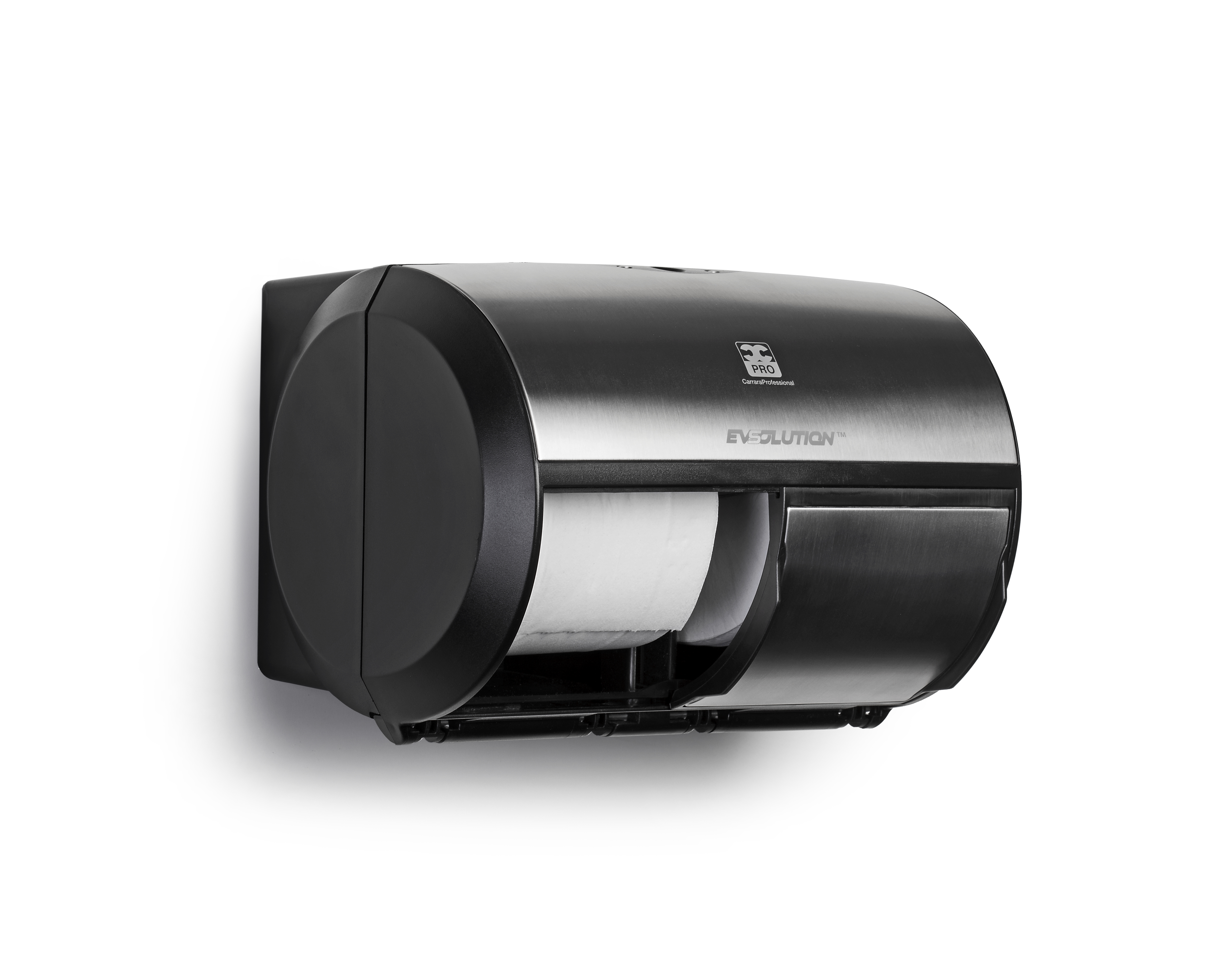 EVSolution 2-Roll Coreless Toilet Tissue Dispenser - Sleek Black & Stainless Steel