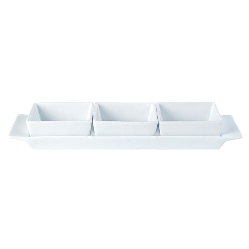 Square Shaped Set of 3 Bowls & Tray 29x9cm