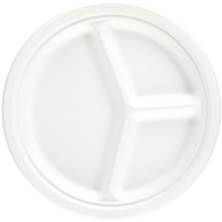 DISPO 3 COMPARTMENT BAGASSE ROUND PLATE3COMPLATES