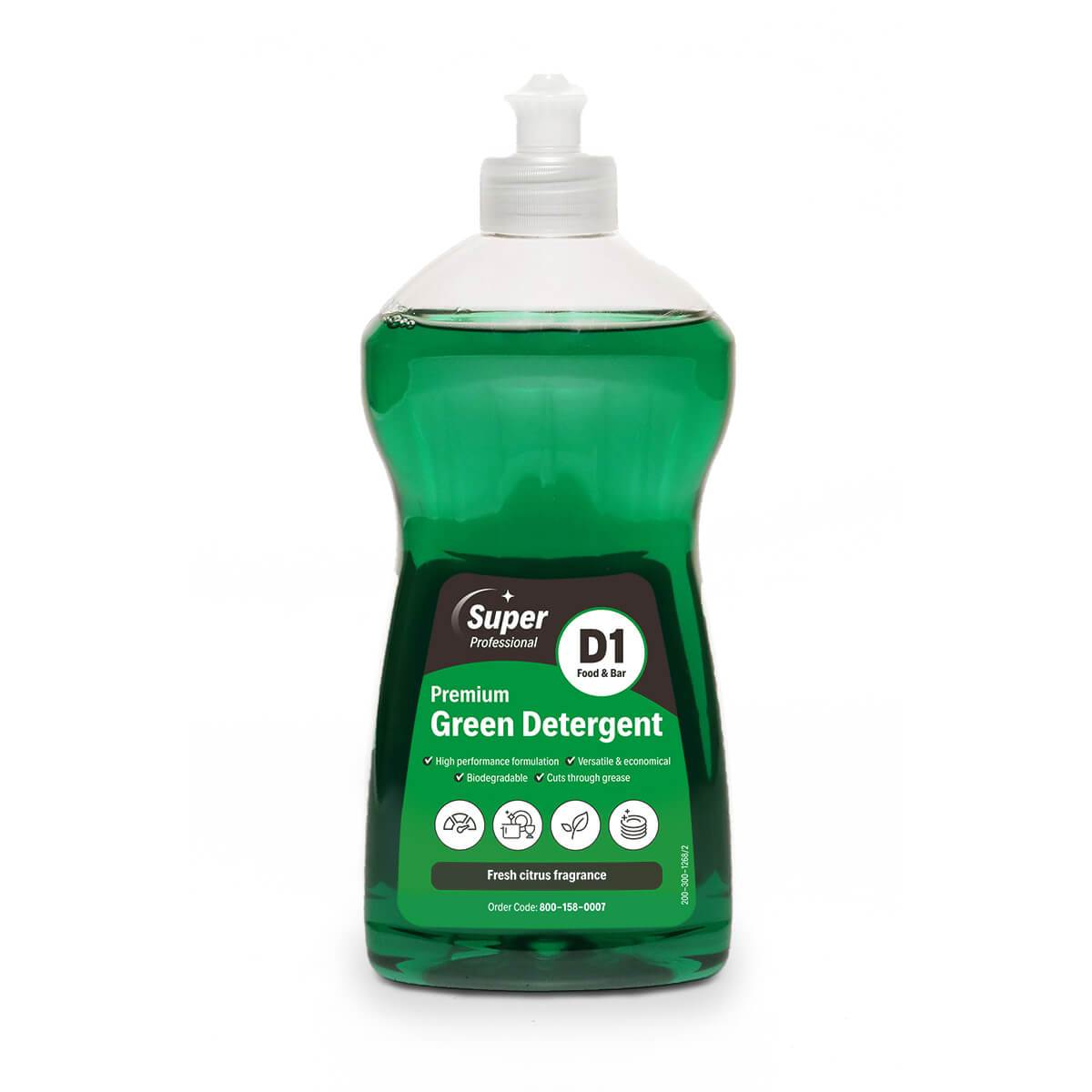 D1 Premium Green Washing Up Liquid Detergent, 12x 500ml