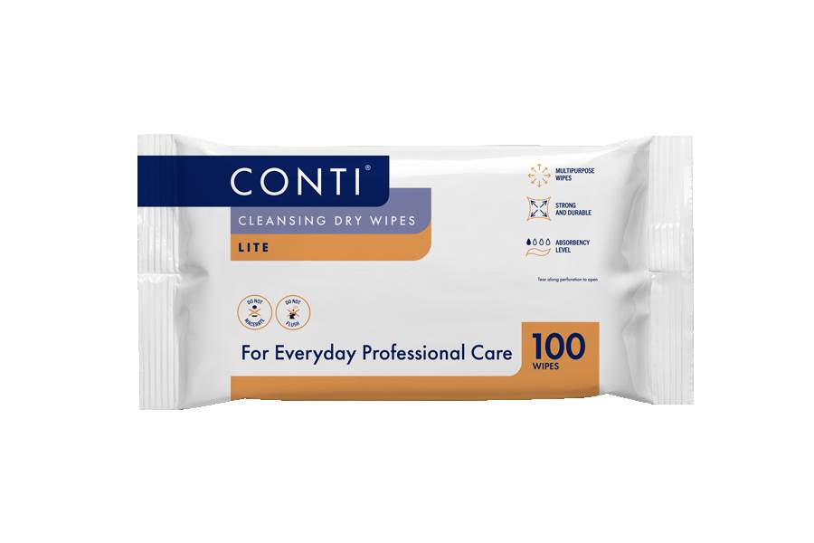Conti® Cleansing Dry Wipes - Lite (Large, 100 Wipes) x 32