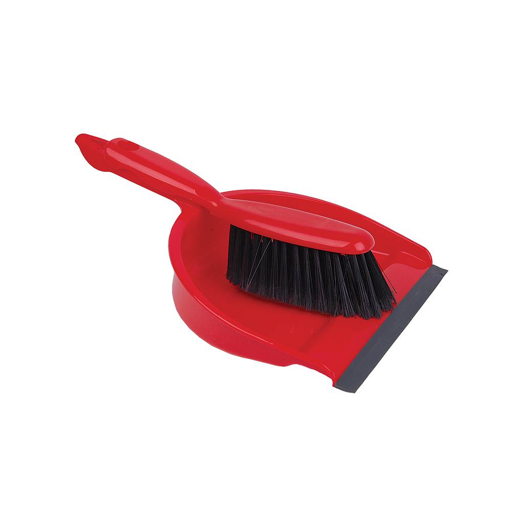 Professional Dustpan and Brush Set, Red