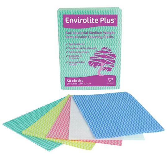 Ecotech Envirolite Plus Medium Weight Cleaning Cloths, 50 per pack, ELPF50R, RED