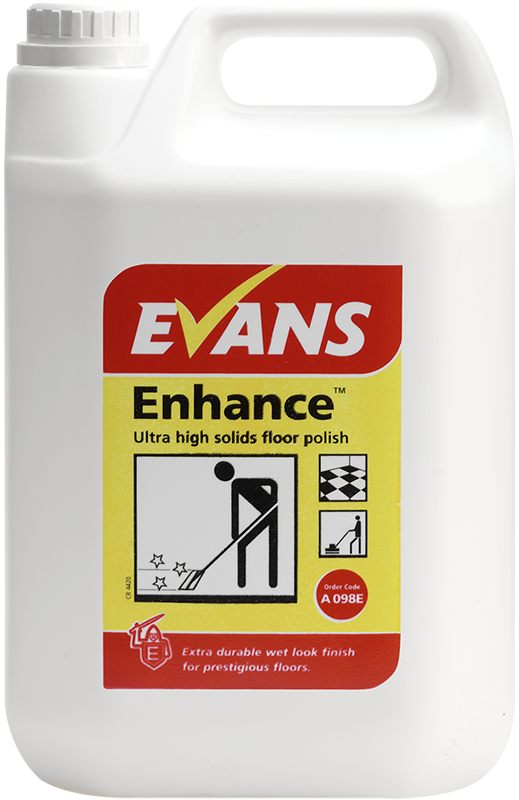 Evans A098 Enhance Metallised Wet LookFloor Polish, 5 Litre, 25%