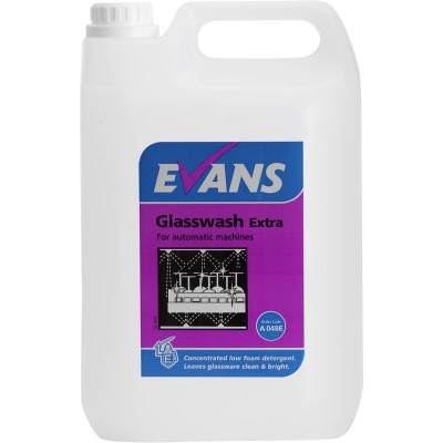 Evans A048 Glasswash Extra Chemical Cleaner, For autodosing machines, ideal for hard water areas, 5 litres