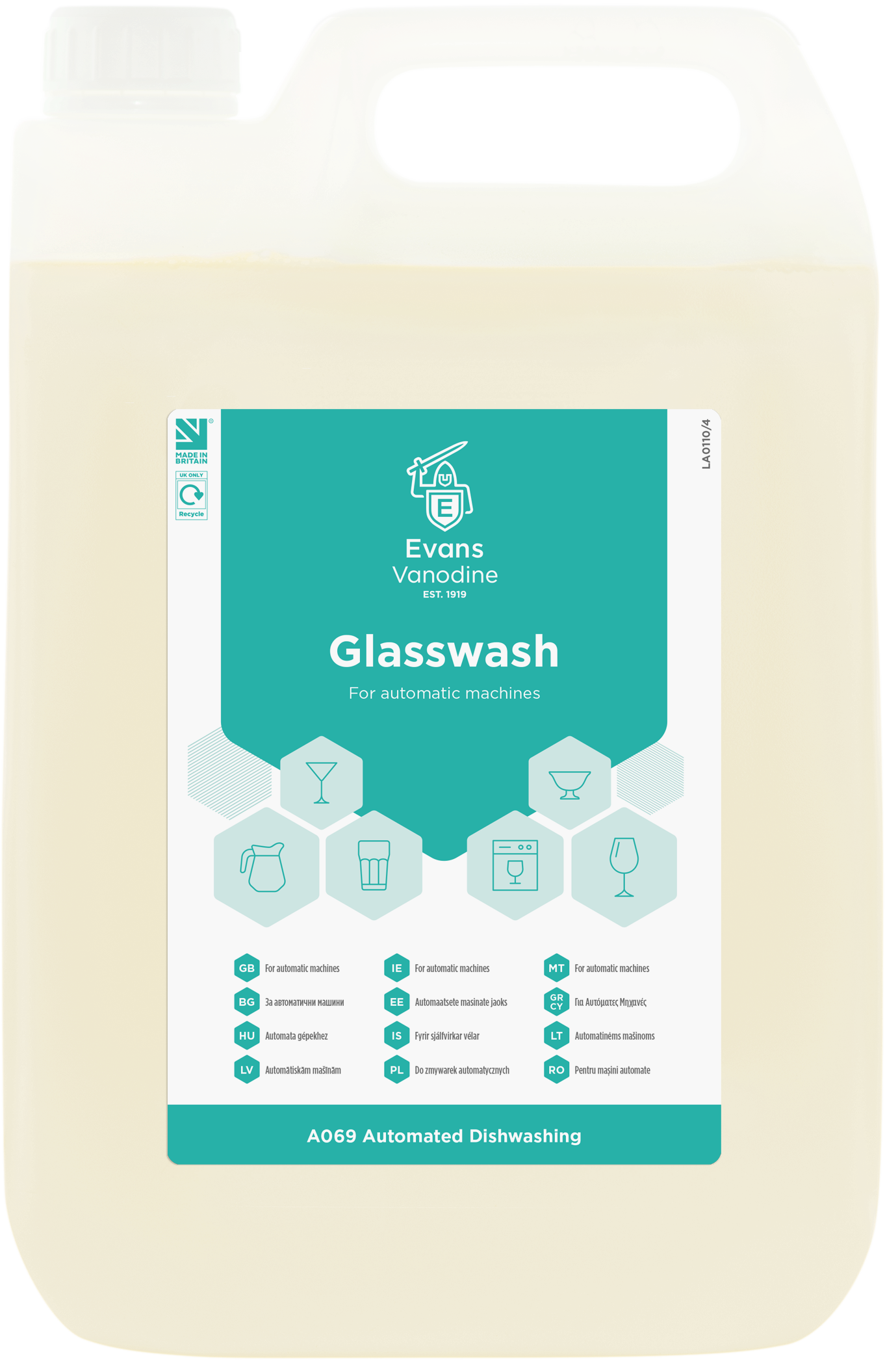 Evans Glasswash For Machines - 5 Litre (A069EEV2)