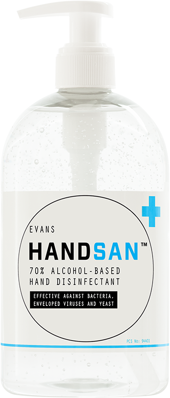 Evans 70% Alcohol Handsan Sanitiser - 6 x 500ML (A051FEV)