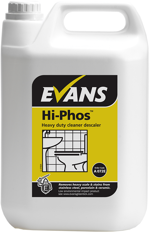 Evans A072 HIPHOS Toilet Cleaner 5 LitreHD Washroom / Toilet Cleaner / DescalerAcidic Phosphoric