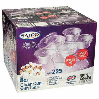 SATCO ROUND 8oz CONTAINERS WITH LIDS. 225SATCO8