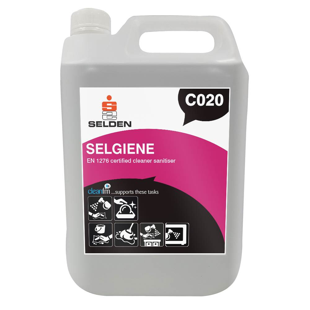 SELDEN SELGIENE SURFACE AND FLOOR CLEANER SANITIZER, Ideal for catering or kitchens, 5 Litre
