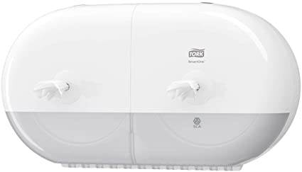 Tork 682000 Smart One Mini Twin White Toilet Roll Dispenser