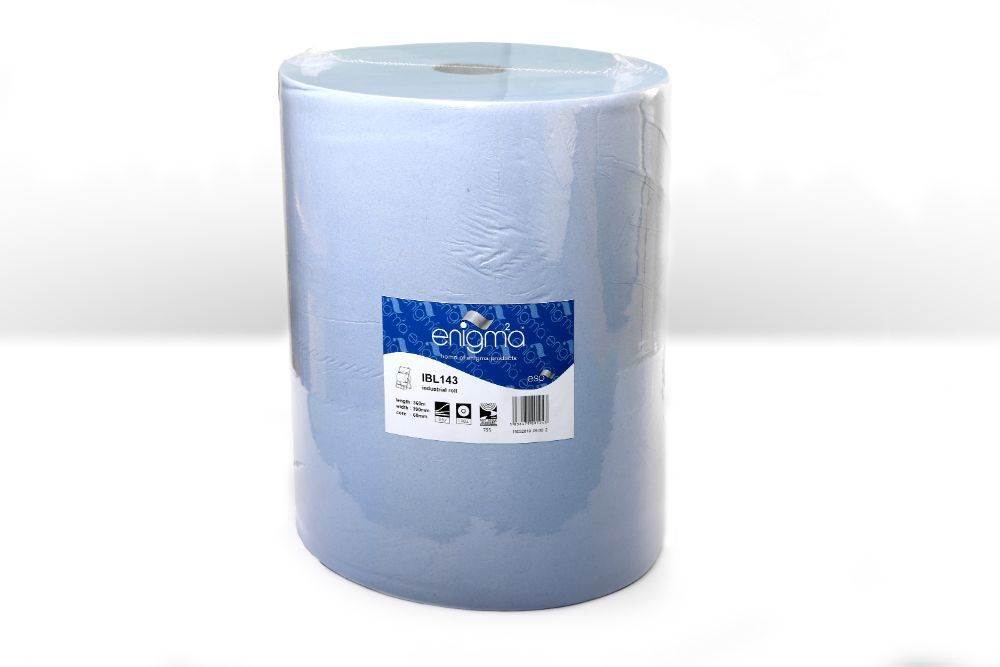 Blue Industrial Wiping Roll, 1000 sheets, 3 ply