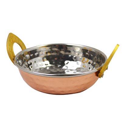 Copper Plated Kadai Dish With Brass Handle 13cm
