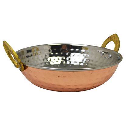 Copper Plated Kadai Dish With Brass Handle 17cm